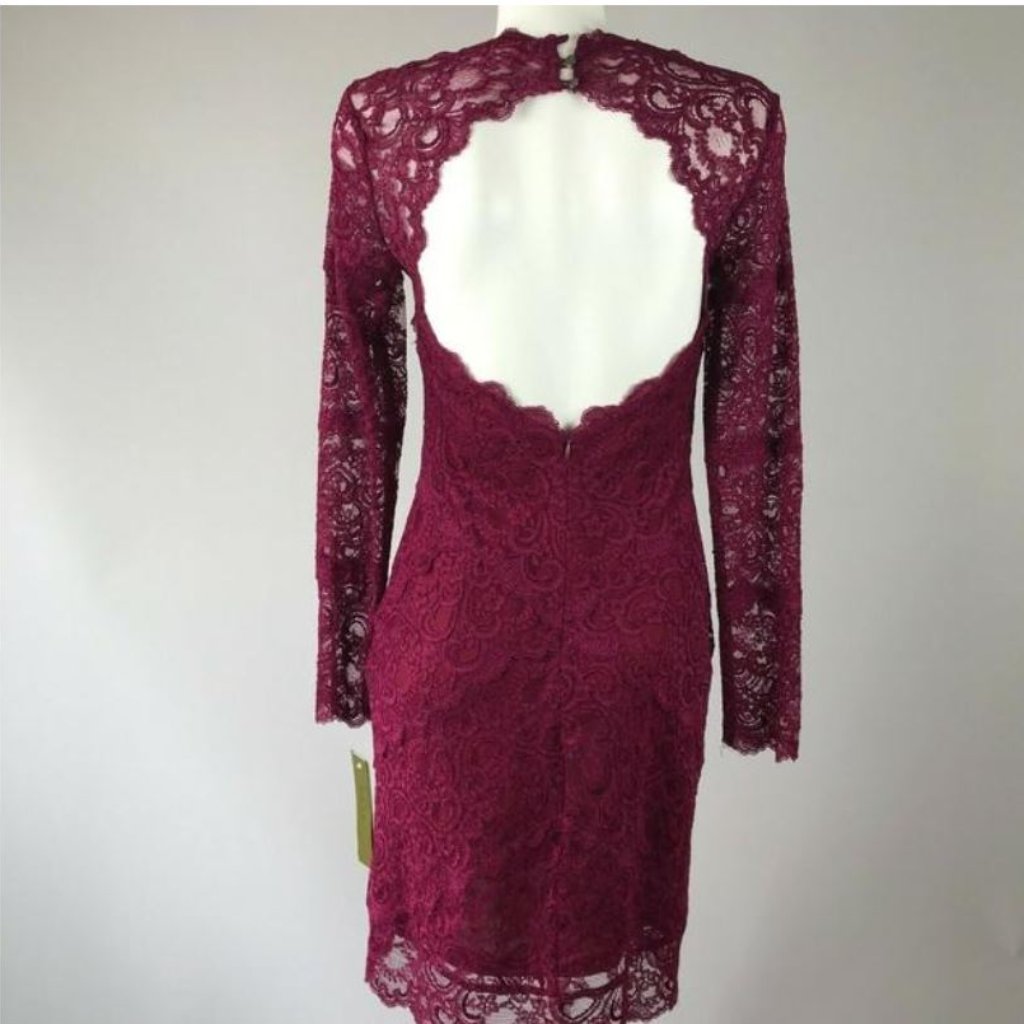Nicole Miller Ruby Lacy Open Back Evening Dress